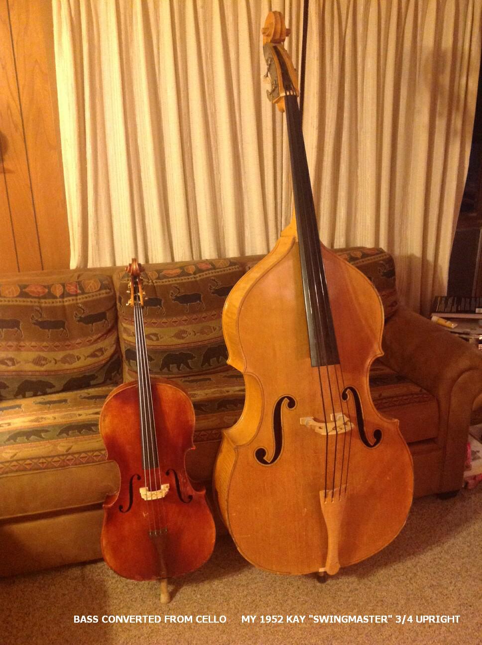 NEW - Easily convert a cello into a very nice mini-bass that has the same  notes and octave as a big honker upright bass & plays/sounds great.